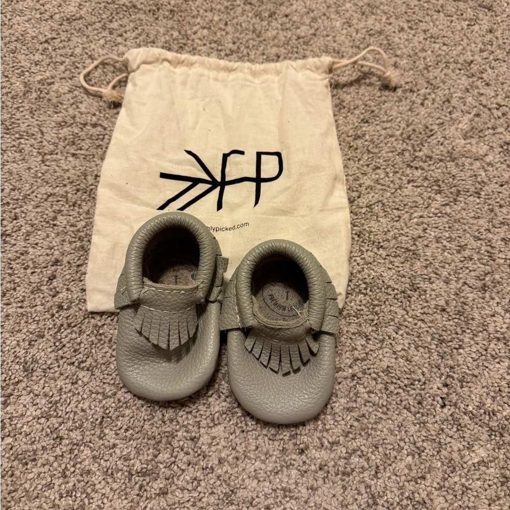 Freshly Picked Gray Moccasins with Fringe Detail